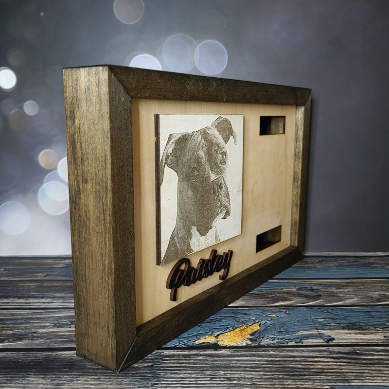Laser engraved or UV-printed wood keepsake — a beautiful tribute to your beloved pet 🐾
