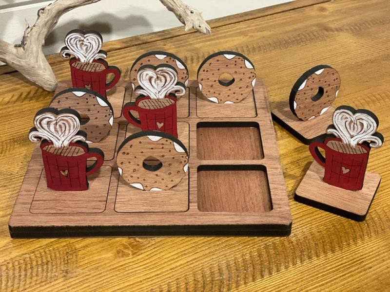 Handmade Wood Tic Tac Toe Game Set