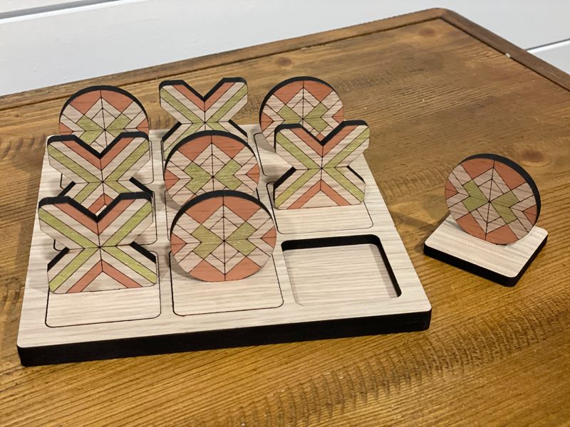 Handmade Wood Tic Tac Toe Game Set