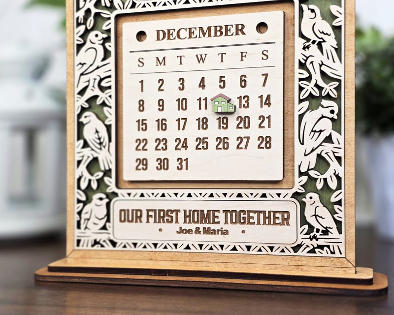 Our Special Day Calendar — Personalized Laser-Cut Wood Keepsake