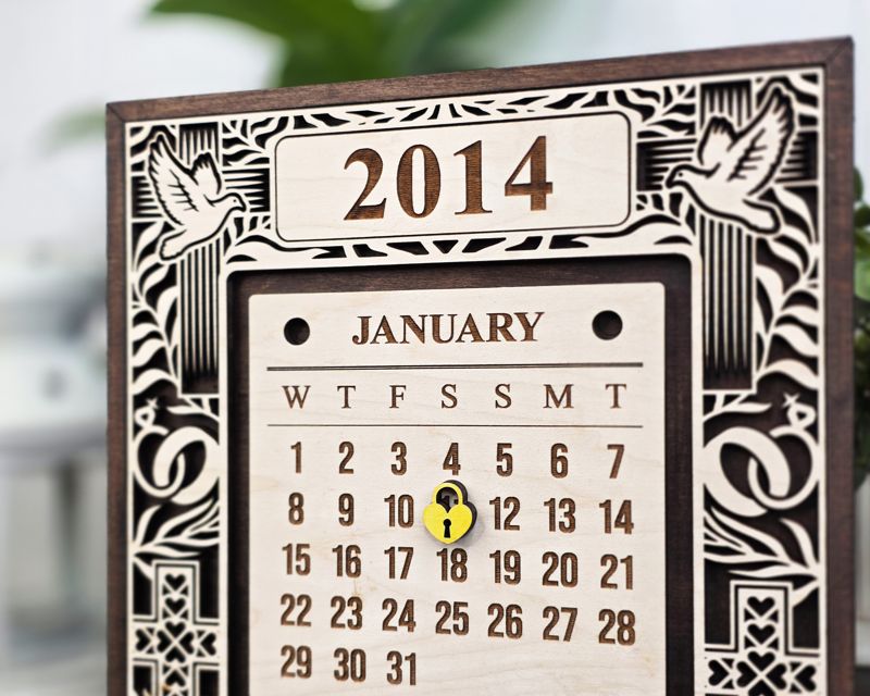 Our Special Day Calendar — Personalized Laser-Cut Wood Keepsake