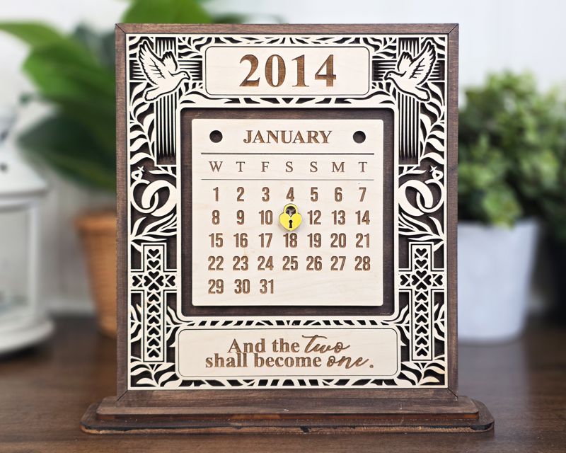 Our Special Day Calendar — Personalized Laser-Cut Wood Keepsake