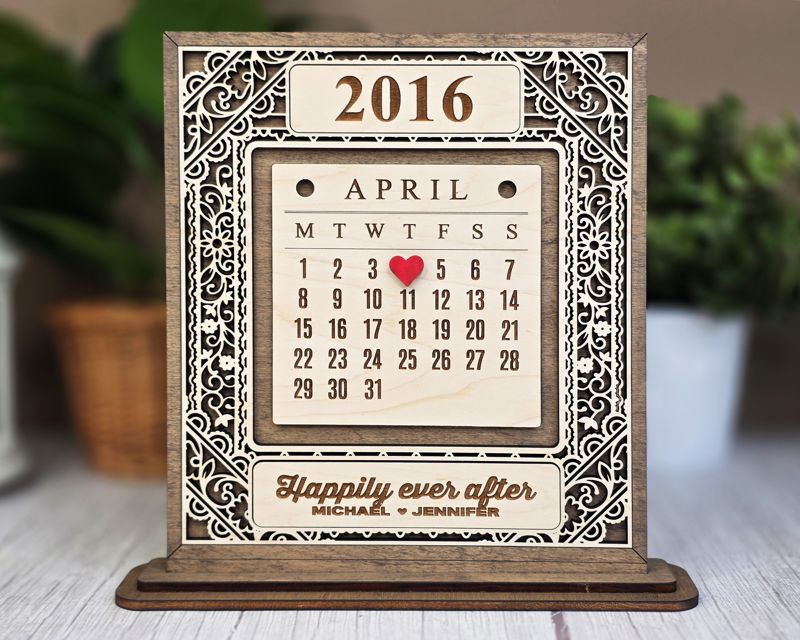 Our Special Day Calendar — Personalized Laser-Cut Wood Keepsake