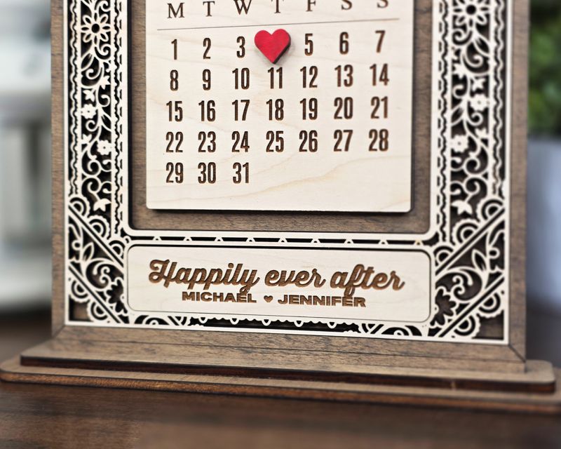 Our Special Day Calendar — Personalized Laser-Cut Wood Keepsake