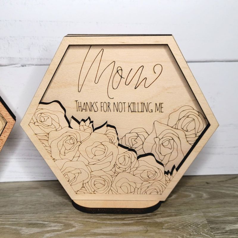 Mom Sign, Mother's Day, Snarky Sign for Mom, Funny Mom Sign, Mom Shelf Sitter (DIY - Unassembled, Mom Mom Mom Mom)