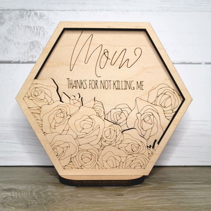 Mom Sign, Mother's Day, Snarky Sign for Mom, Funny Mom Sign, Mom Shelf Sitter (DIY - Unassembled, Mom Mom Mom Mom)