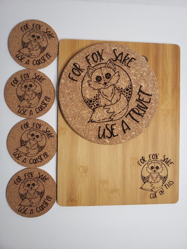 For Fox Sake (FFS) Coaster, Trivet, Cutting Board