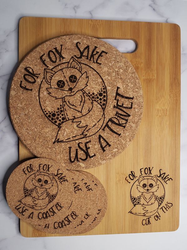 For Fox Sake (FFS) Coaster, Trivet, Cutting Board