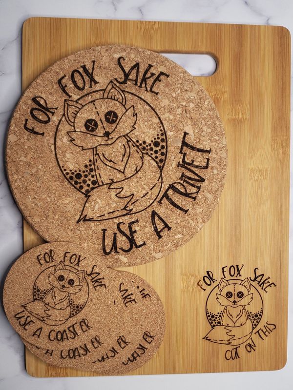 For Fox Sake (FFS) Coaster, Trivet, Cutting Board