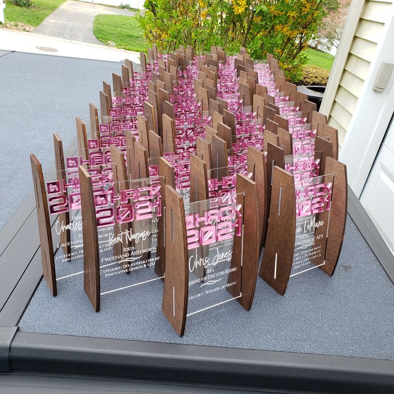 Custom Engraved Acrylic Trophy, Custom Engraved Acrylic Award, Custom Acrylic and Wood Trophies