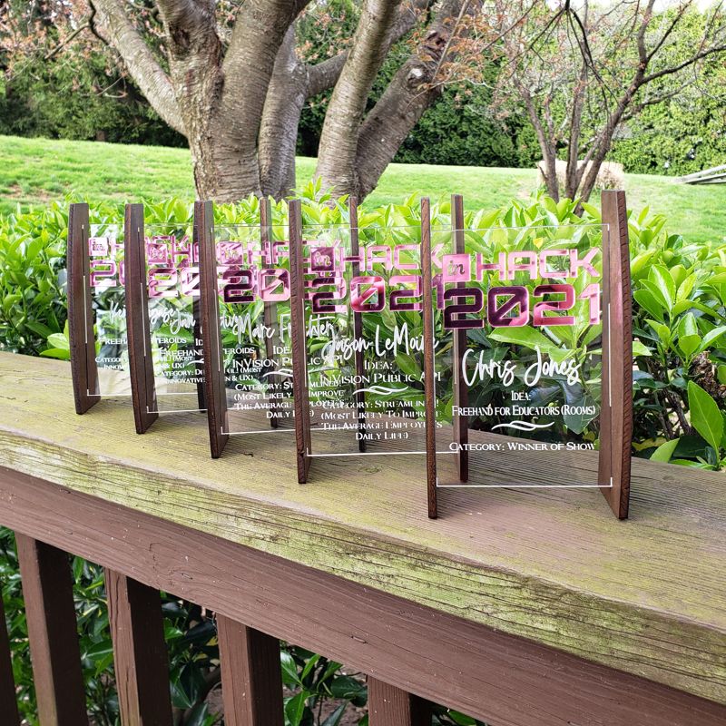 Custom Engraved Acrylic Trophy, Custom Engraved Acrylic Award, Custom Acrylic and Wood Trophies