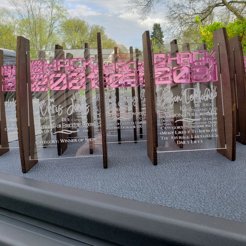 Custom Engraved Acrylic Trophy, Custom Engraved Acrylic Award, Custom Acrylic and Wood Trophies