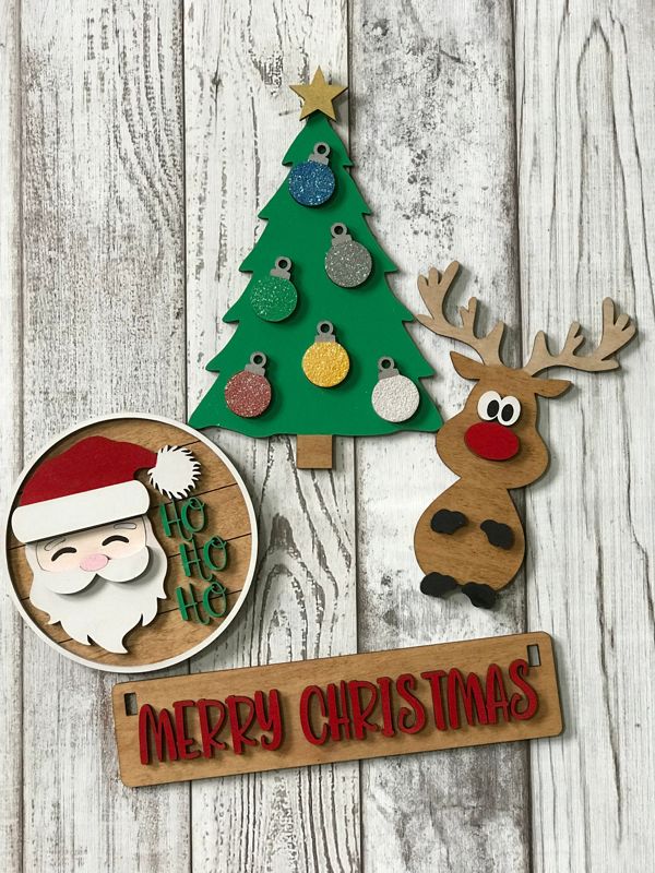 Add On Santa Reindeer Kit, DIY Interchangeable Wagon Kit, Paint at Home Kit, Shelf Sitter