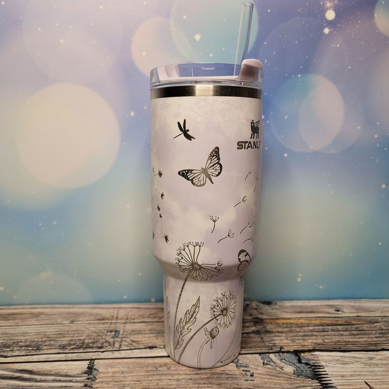 Butterfly Stanley, **FREE KEYCHAIN**,Dragonfly Stanley, Engraved 40 oz Tumbler, Stanley Sprinkle Kindness, Quencher H2.0, Personalized (30oz Fog H2.0)