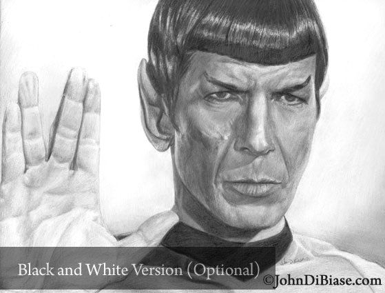 Leonard Nimoy as Spock Drawing Print 11 x 8.5