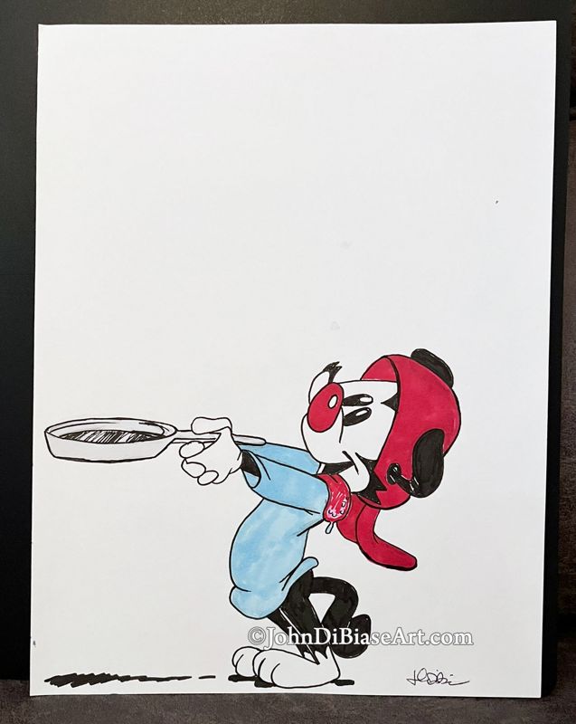 Wakko Warner Animaniacs "Frying Pan" ORIGINAL Marker Drawing 8.5 x 11 -- From the Sketchbook