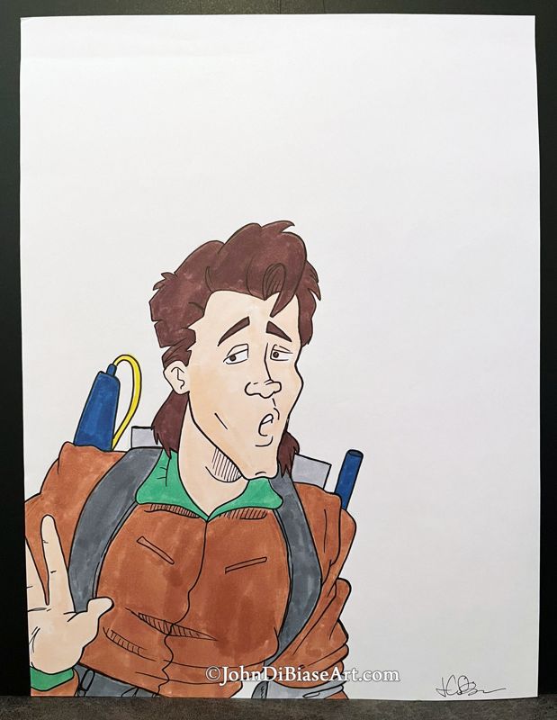 Real Ghostbusters Peter Venkman ORIGINAL Marker Drawing 9 x 12 -- From the Sketchbook