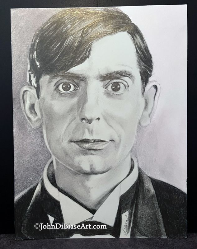 Eddie Cantor ORIGINAL Graphite and Marker Pencil Drawing 9 x 12 -- From the Sketchbook