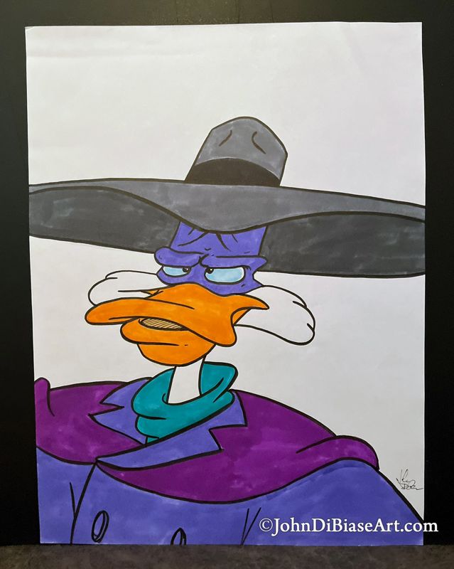 Darkwing Duck (Jim Cummings) ORIGINAL Marker Drawing 9 x 12 -- From the Sketchbook