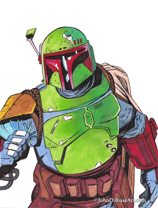Boba Fett (Comics) Marker Drawing Print 8.5 x 11