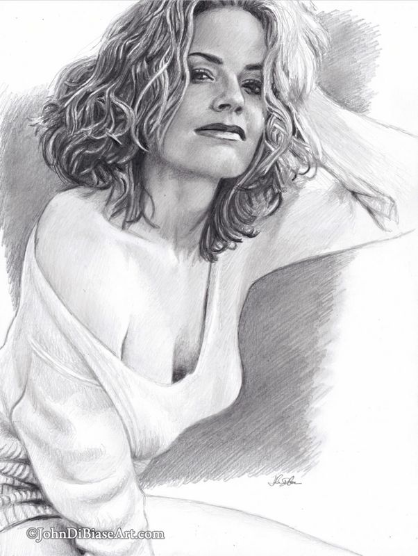 Elisabeth Shue Freehand Graphite Pencil Drawing Print (8.5 x 11)