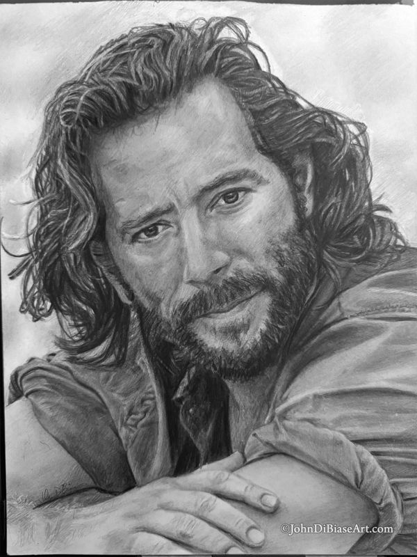 Henry Ian Cusick as Desmond from LOST Original Drawing (NOT a print) 9x12