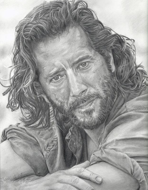 Henry Ian Cusick as Desmond from LOST Original Drawing (NOT a print) 9x12