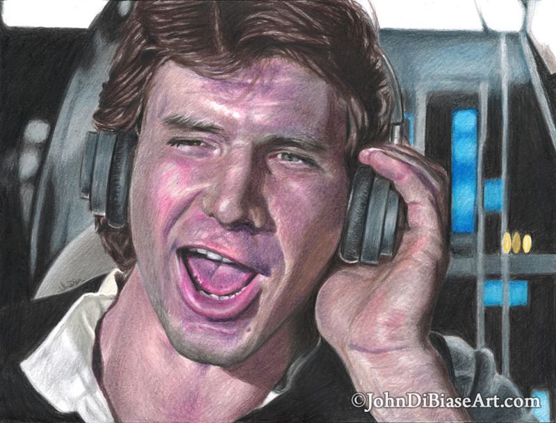 Han Solo (Harrison Ford) w/ Headphones  in Star Wars (NOT a print)- 12 x 9