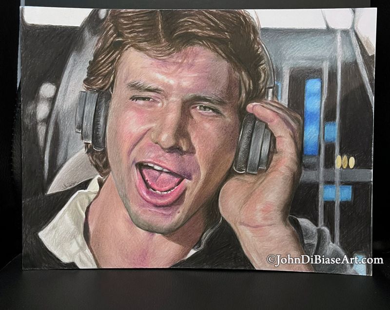 Han Solo (Harrison Ford) w/ Headphones  in Star Wars (NOT a print)- 12 x 9