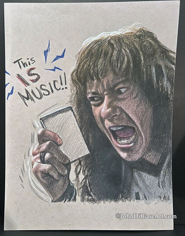 "This is Music" Eddie from Stranger Things Colored Pencil Original Drawing (NOT A PRINT) 9" x 12"