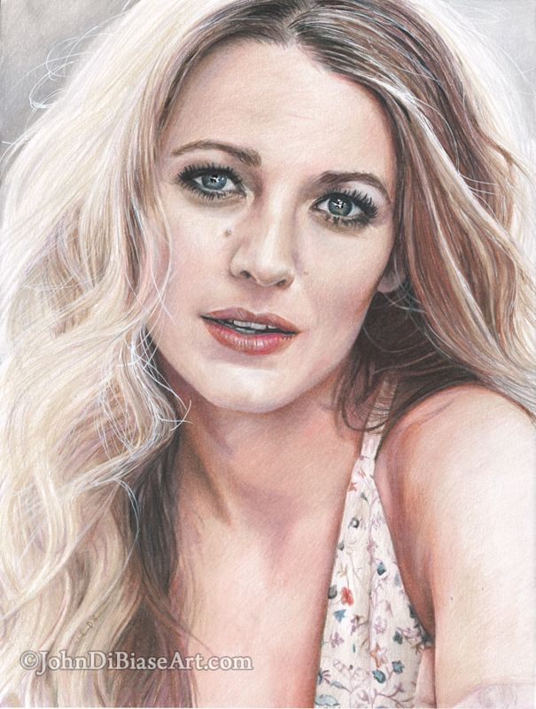 Blake Lively (The Shallows, Age of Adaline, Gossip Girl, Green Lantern) Original Colored Pencil Drawing (NOT a print) 9 x 12
