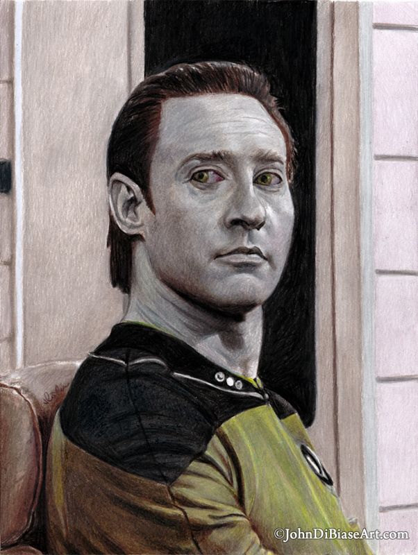 Brent Spiner as Lt Commander Data ST TNG Colored Pencil Drawing (NOT a print)- 9x12