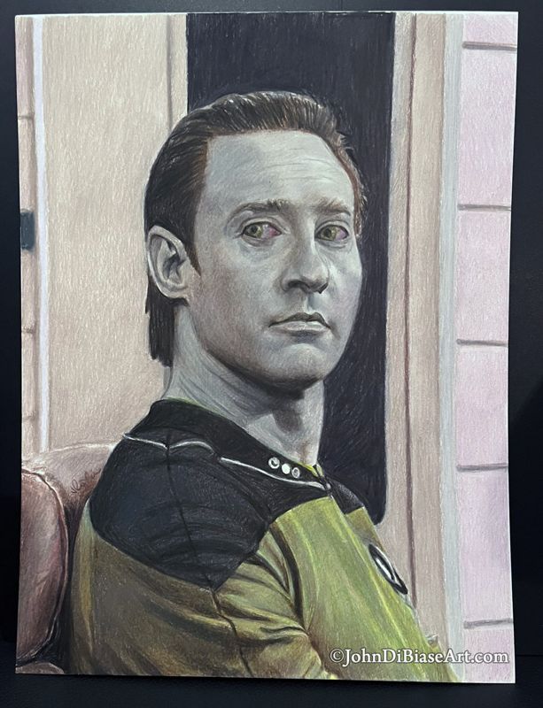 Brent Spiner as Lt Commander Data ST TNG Colored Pencil Drawing (NOT a print)- 9x12