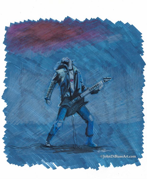 Eddie from Guitar Solo Stranger Things Colored Pencil Drawing Print 8.5 x 11