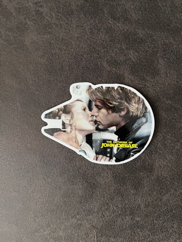 Han and Leia Star Wars Millennium Falcon John DiBiase Art 3" Vinyl Shaped Sticker