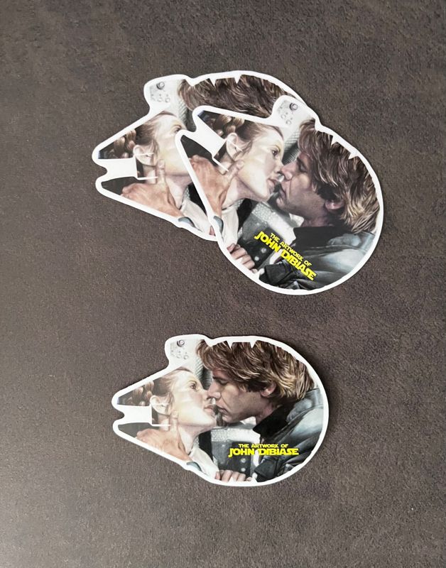 Han and Leia Star Wars Millennium Falcon John DiBiase Art 3" Vinyl Shaped Sticker