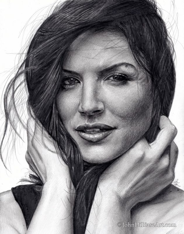 Gina Carano Graphite Pencil Portrait Drawing Print 8.5 x 11