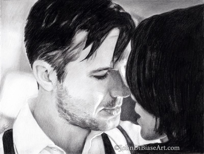 TIMELESS Wyatt (Matt Lanter) and Lucy (Abigail Spencer) Graphite Pencil Drawing Print (8.5 x 11)