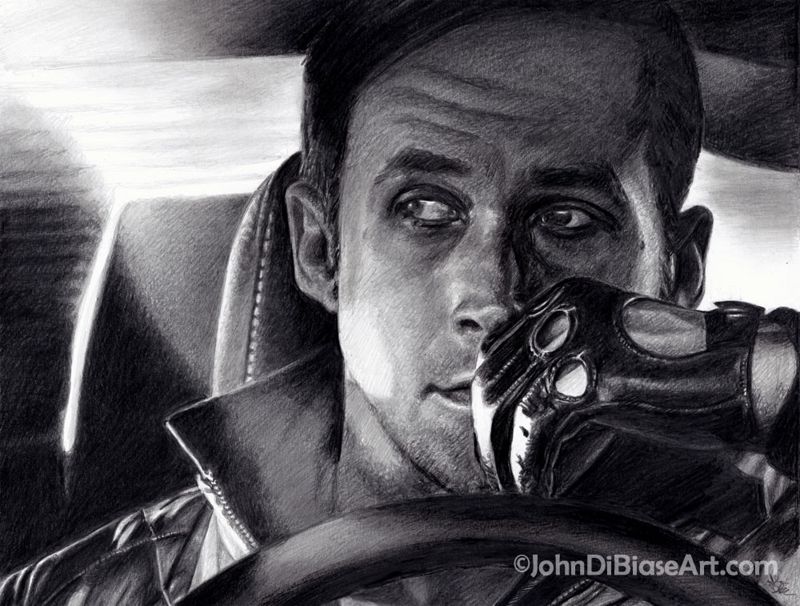 Ryan Gosling in "Drive" Graphite Pencil Drawing Print