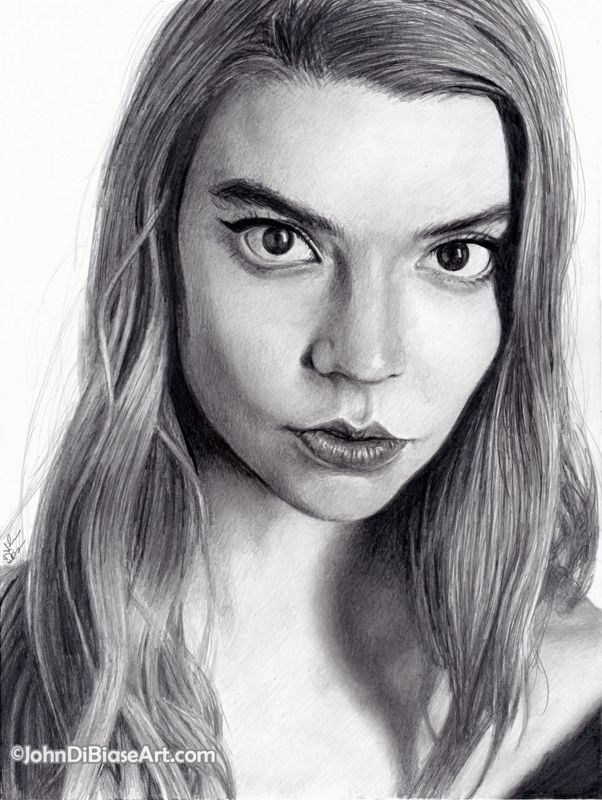 Anya Taylor-Joy Graphite Pencil Portrait Drawing Print 8.5 x 11