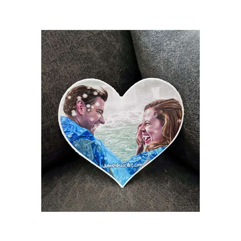 Jim and Pam at Niagara Falls "The Office" 3" Vinyl Heart-shaped Sticker