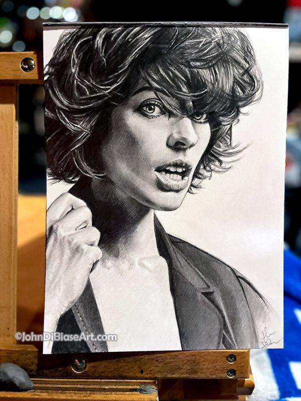 Milla Jovovich Original Graphite Drawing (NOT a print) 9 x 12