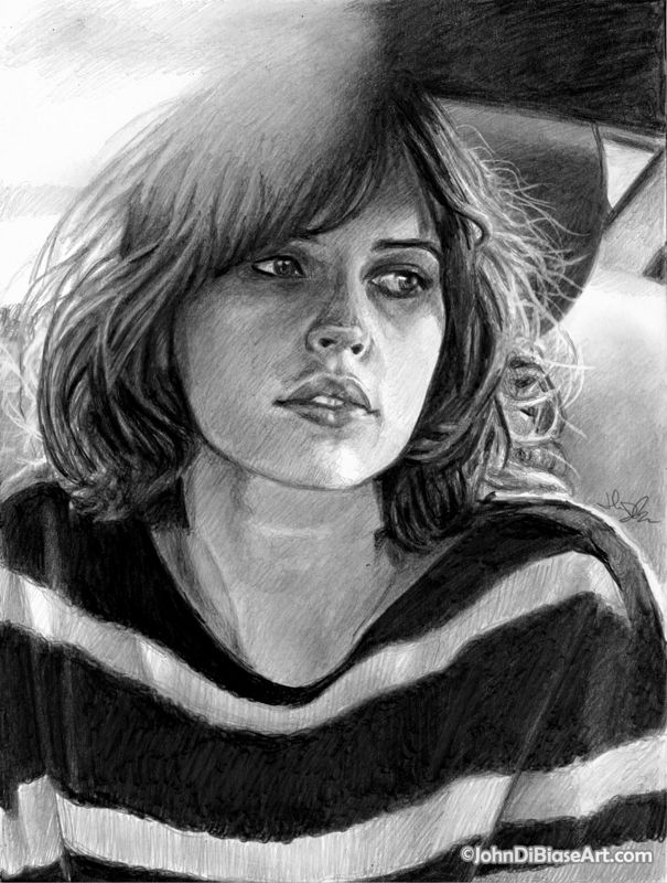 Felicity Jones Graphite Drawing Print