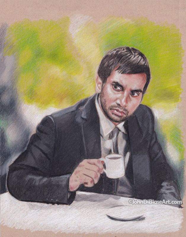 Original Colored Pencil Drawing of Aziz Ansari as Tom Haverford from Parks and Recreation 9x12