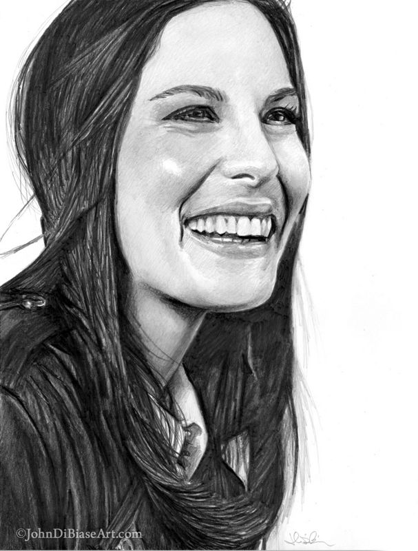 Liv Tyler "Smiling" Pencil Portrait Freehand Graphite Drawing Print (2024)