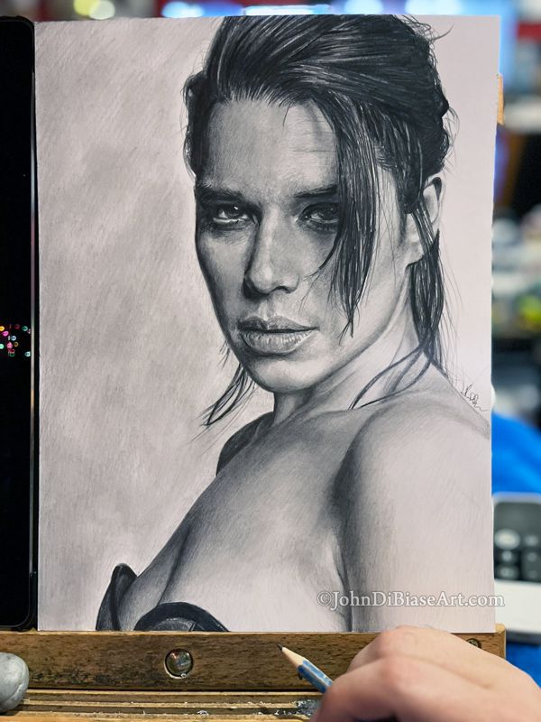Neve Campbell (2024) ORIGINAL Pencil Drawing  (9 x 12) - NOT A PRINT