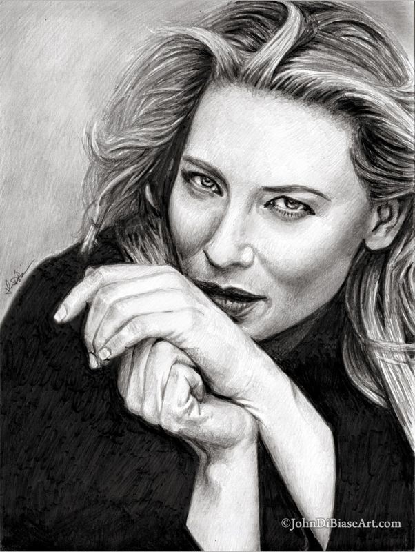 Cate Blanchett ORIGINAL Pencil Drawing (9 x 12) - NOT A PRINT