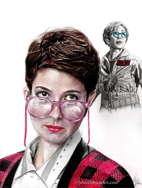 Annie Potts as Janine Melnitz in Ghostbusters and Ghostbusters: Frozen Empire Colored Pencil Drawing Print 8.5 x 11