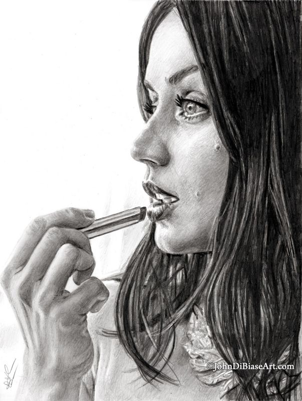 Ana De Armas "Lipstick" Graphite Pencil Drawing Print 8.5 x 11