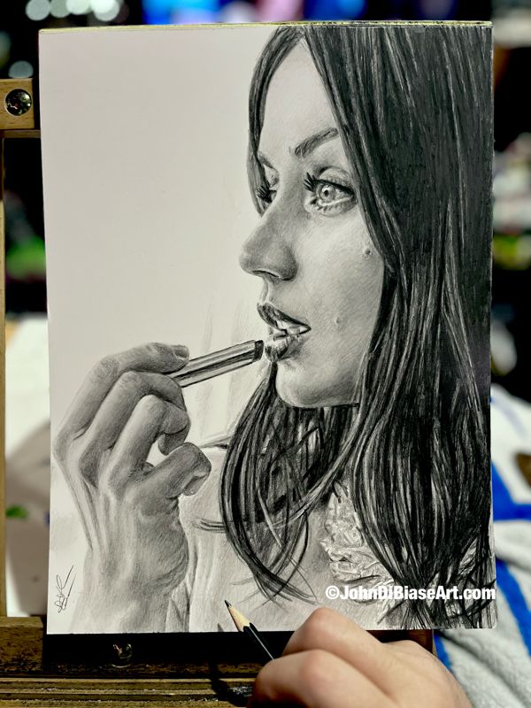 Ana De Armas "Lipstick" Original Graphite Pencil Drawing (NOT a print) 9 x 12